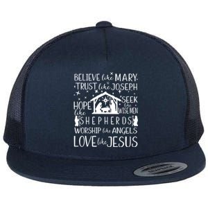 Believe Like Mary Christmas Nativity Jesus Christian Meaningful Gift Flat Bill Trucker Hat