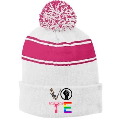 Black Lives Matter Vote Lgbt Gay Rights Feminist Equality Stripe Pom Pom Beanie