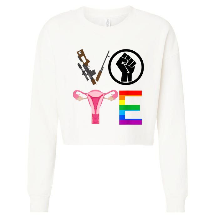 Black Lives Matter Vote Lgbt Gay Rights Feminist Equality Cropped Pullover Crew