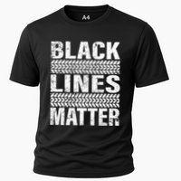 Black Lines Matter Drift Car Burnout Drag Racing Enthusiast Gift Cooling Performance Crew T-Shirt