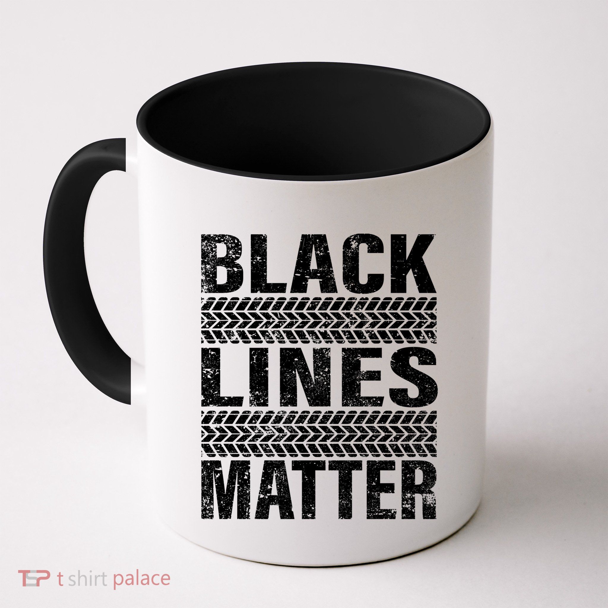 Black Lines Matter Drift Car Burnout Drag Racing Enthusiast Gift Mug