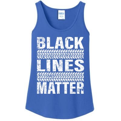 Black Lines Matter Drift Car Burnout Drag Racing Enthusiast Gift Ladies Essential Tank