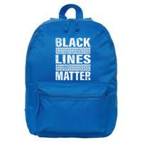 Black Lines Matter Drift Car Burnout Drag Racing Enthusiast Gift 16 in Basic Backpack
