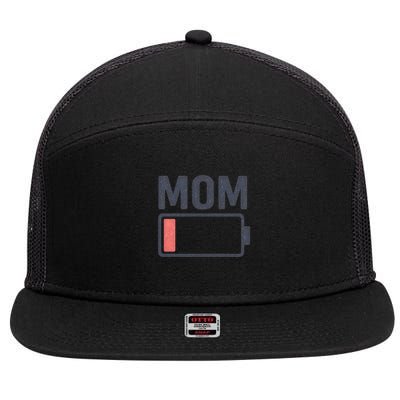 Battery Low Mom 7 Panel Mesh Trucker Snapback Hat