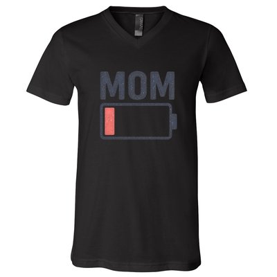 Battery Low Mom V-Neck T-Shirt