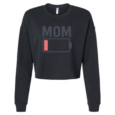 Battery Low Mom Cropped Pullover Crew