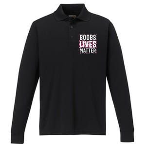 Boobs Lives Matter Breast Cancer Performance Long Sleeve Polo