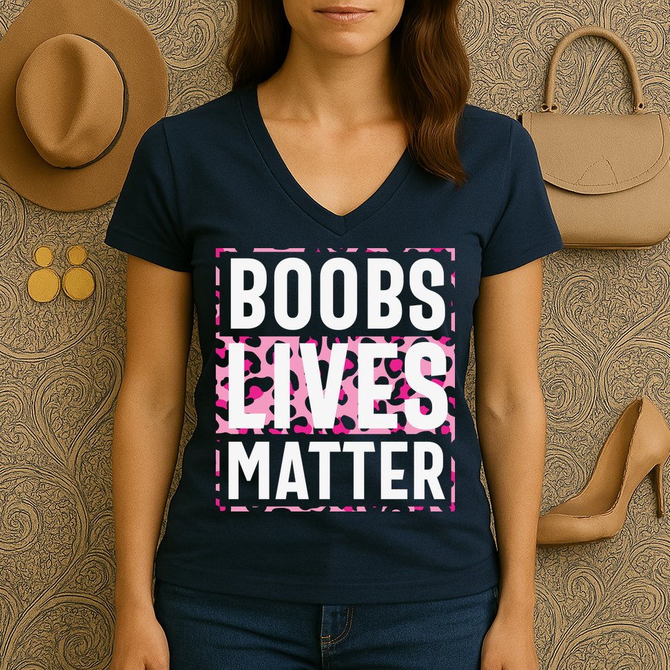 Boobs Lives Matter Breast Cancer Women's V-Neck T-Shirt