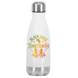 Black Lives Matter Happy Juneteenth African Ancestry Pride Meaningful Gift Stainless Steel Insulated Water Bottle