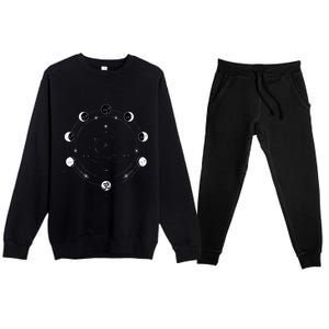 Black Lotus Moon Flower Phases Yoga Premium Crewneck Sweatsuit Set