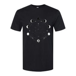 Black Lotus Moon Flower Phases Yoga Softstyle CVC T-Shirt