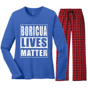 Boricua Lives Matter Funny Puerto Rico Gift Women's Long Sleeve Flannel Pajama Set 