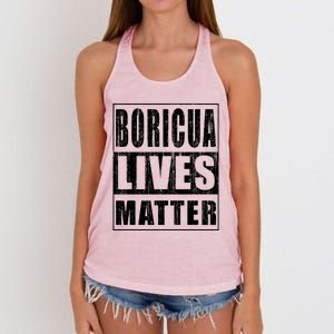 Boricua Lives Matter Funny Puerto Rico Gift Women's Knotted Racerback Tank