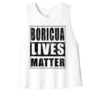 Boricua Lives Matter Funny Puerto Rico Gift Women's Racerback Cropped Tank