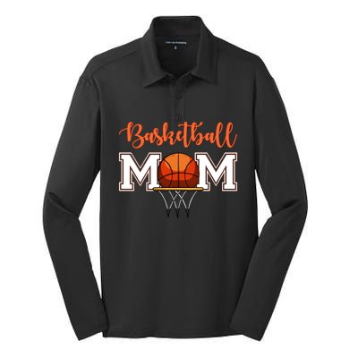 Basketball Lover Mom Mother Funny Gift Silk Touch Performance Long Sleeve Polo