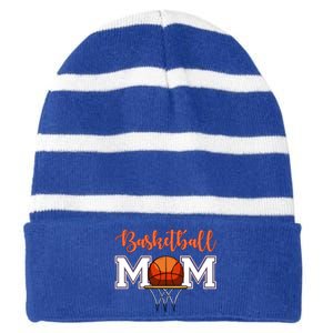 Basketball Lover Mom Mother Funny Gift Striped Beanie with Solid Band