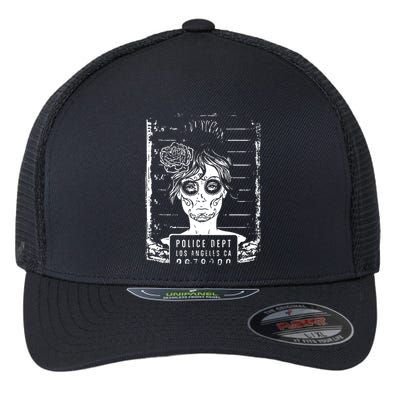 Busted LA Mexican Sugar Skull Design Catrina Dia De Muertos Flexfit Unipanel Trucker Cap