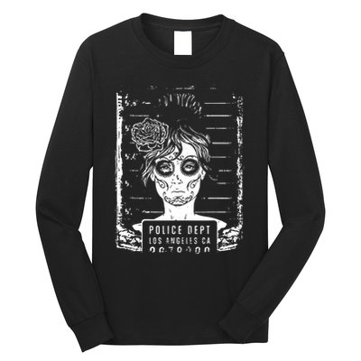 Busted LA Mexican Sugar Skull Design Catrina Dia De Muertos Long Sleeve Shirt