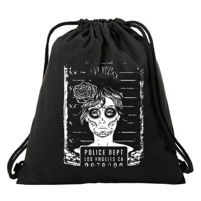 Busted LA Mexican Sugar Skull Design Catrina Dia De Muertos Drawstring Bag