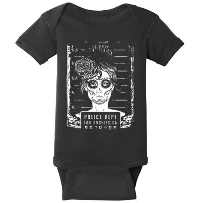 Busted LA Mexican Sugar Skull Design Catrina Dia De Muertos Baby Bodysuit