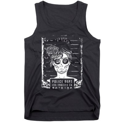 Busted LA Mexican Sugar Skull Design Catrina Dia De Muertos Tank Top