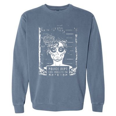 Busted LA Mexican Sugar Skull Design Catrina Dia De Muertos Garment-Dyed Sweatshirt