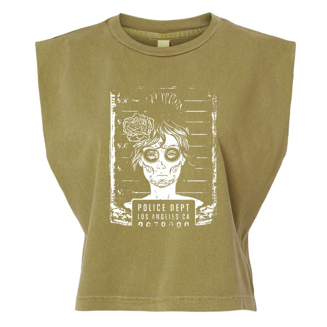 Busted LA Mexican Sugar Skull Design Catrina Dia De Muertos Garment-Dyed Women's Muscle Tee