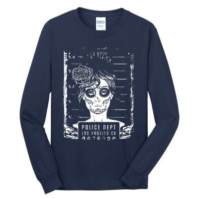 Busted LA Mexican Sugar Skull Design Catrina Dia De Muertos Tall Long Sleeve T-Shirt