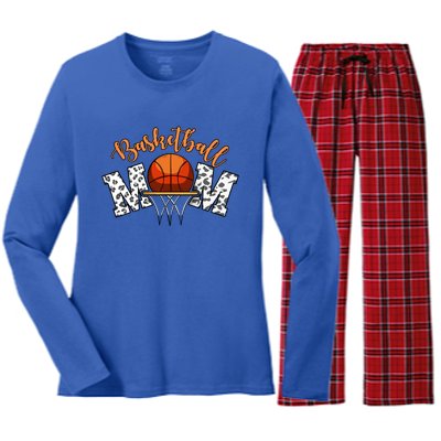 Basketball Lover Mom Mother Gift Women's Long Sleeve Flannel Pajama Set 