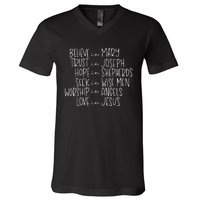 Believe Like Mary Trust Like Joseph Hope Like Shepherds  V-Neck T-Shirt