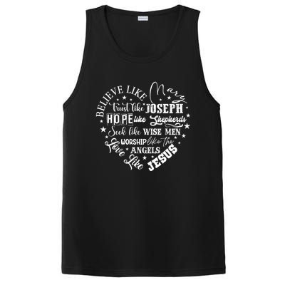 Believe Like Mary And Love Like Jesus Christian Christmas Cute Gift PosiCharge Competitor Tank