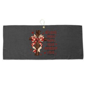 Believe Like Mary Trust Like Joseph Coquette Bow Cross Large Microfiber Waffle Golf Towel