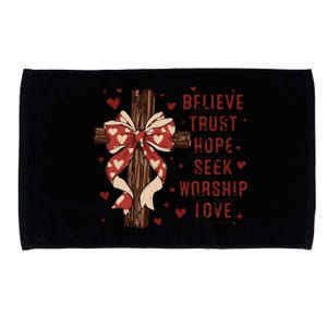 Believe Like Mary Trust Like Joseph Coquette Bow Cross Microfiber Hand Towel