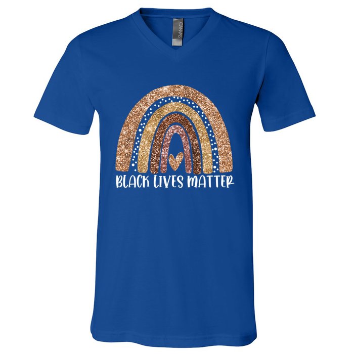 Black Lives Matter Rainbow Black History Month Funny Gift V-Neck T-Shirt