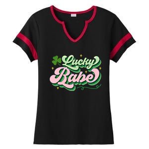 Babe Lucky Meaningful Gift Retro St Patricks Day Funny Graphic Gift Ladies Halftime Notch Neck Tee