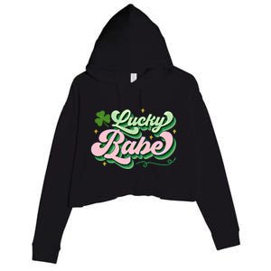 Babe Lucky Meaningful Gift Retro St Patricks Day Funny Graphic Gift Crop Fleece Hoodie