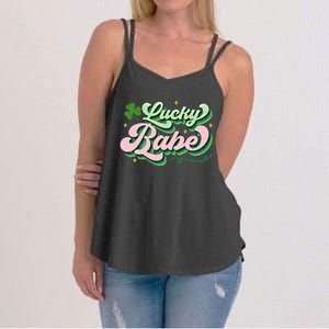 Babe Lucky Meaningful Gift Retro St Patricks Day Funny Graphic Gift Women's Strappy Tank