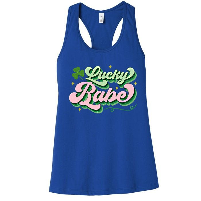 Babe Lucky Meaningful Gift Retro St Patricks Day Funny Graphic Gift Women's Racerback Tank