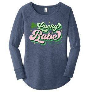 Babe Lucky Meaningful Gift Retro St Patricks Day Funny Graphic Gift Women's Perfect Tri Tunic Long Sleeve Shirt