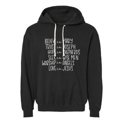 Believe Like Mary Trust Like Joseph Hope Like Shepherds Garment-Dyed Fleece Hoodie