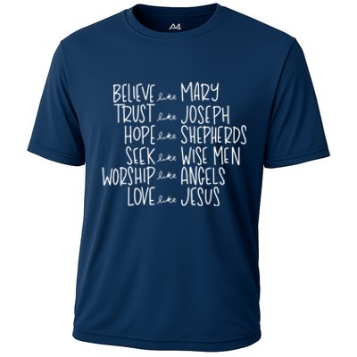 Believe Like Mary Trust Like Joseph Hope Like Shepherds Cooling Performance Crew T-Shirt