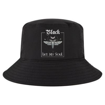 Black Like My Soul Vintage Goth Moth And Crescent Moon Cool Comfort Performance Bucket Hat