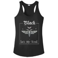 Black Like My Soul Vintage Goth Moth And Crescent Moon Ladies PosiCharge Competitor Racerback Tank