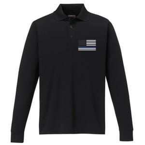 Blue Lives Matter Flag Performance Long Sleeve Polo