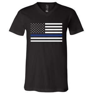 Blue Lives Matter Flag V-Neck T-Shirt