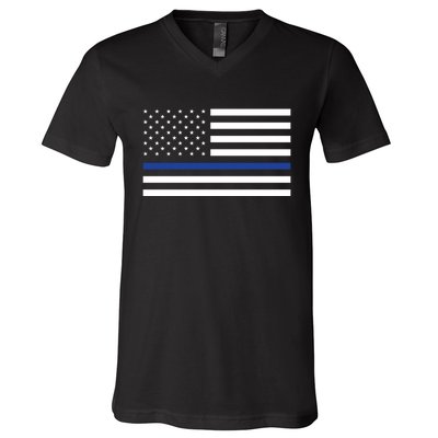 Blue Lives Matter Flag V-Neck T-Shirt