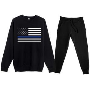 Blue Lives Matter Flag Premium Crewneck Sweatsuit Set