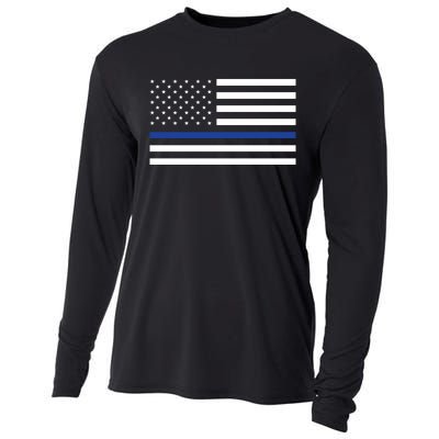 Blue Lives Matter Flag Cooling Performance Long Sleeve Crew