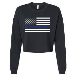 Blue Lives Matter Flag Cropped Pullover Crew