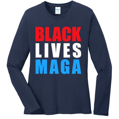 Black Lives MAGA Black Conservative Republican ProTrump Ladies Long Sleeve Shirt